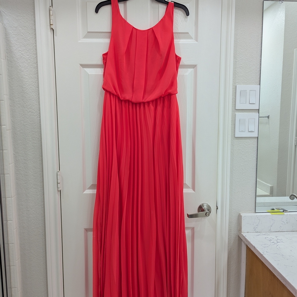 Elegant Coral Sleeveless Maxi Dress